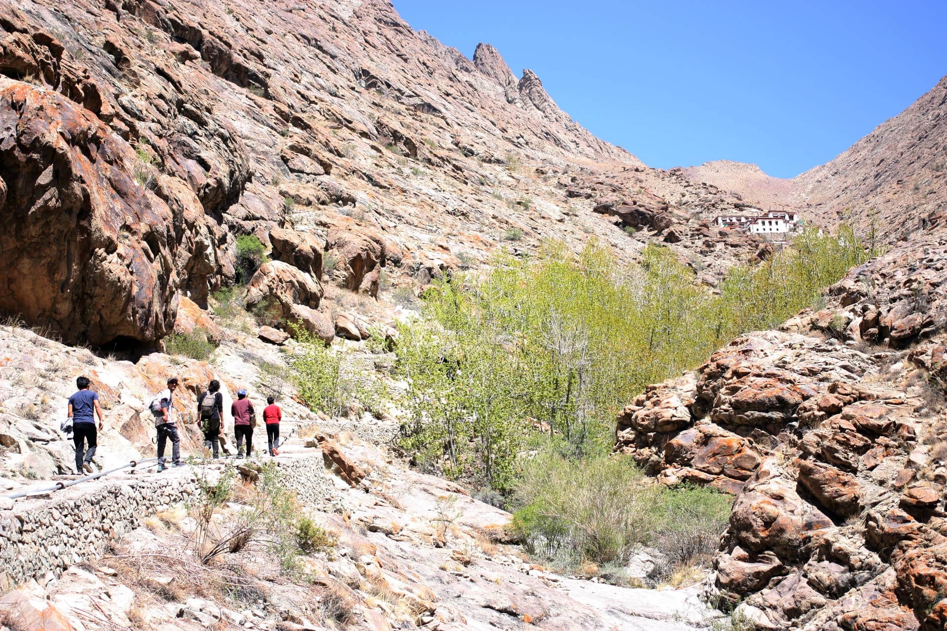Cycling towards Thiksey Monastery